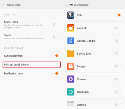 Cara Kunci Aplikasi Android di Xiaomi Mi4i
